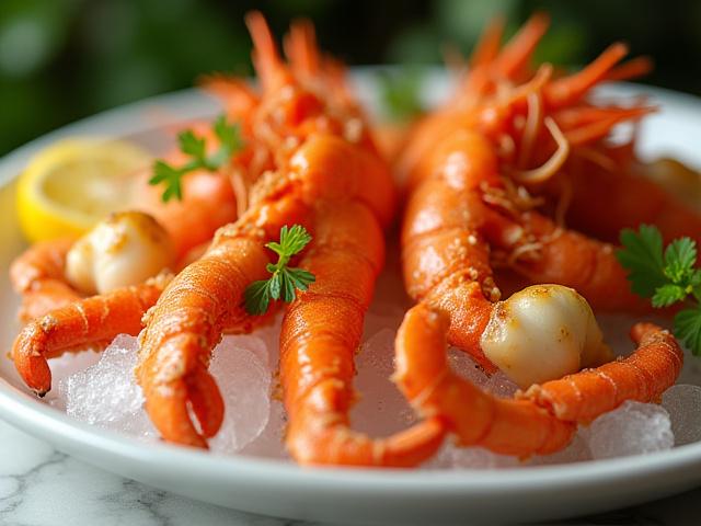 Close-up of a beautifully arranged seafood platter