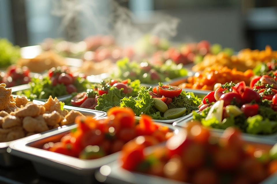 Vibrant and healthy buffet spread with fresh ingredients