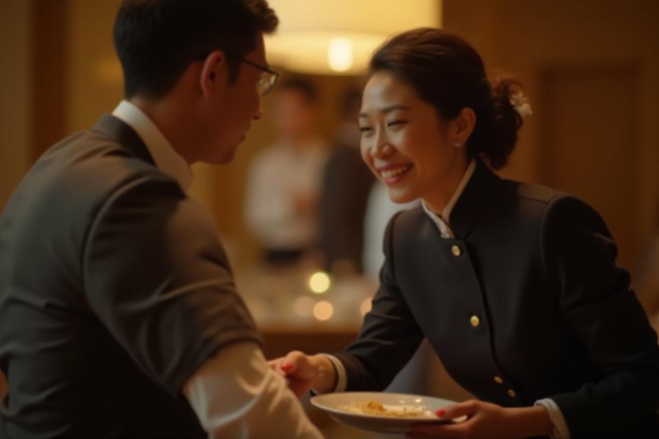 Professional server attending to guests at a corporate event