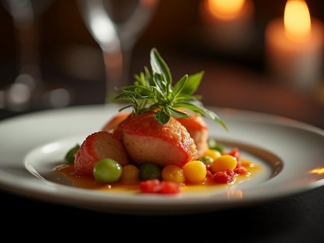 Close-up of a chef-curated dish for an intimate private dining experience